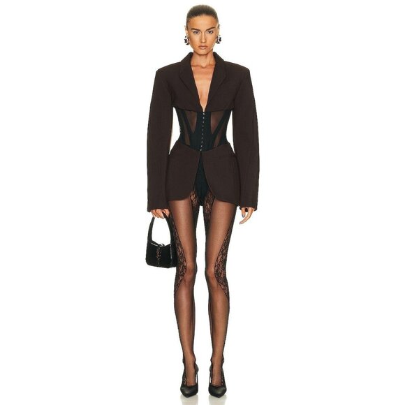 Mugler Accessories - MUGLER Lace Tights in Black 34 New Womens Leggings Mesh Pants